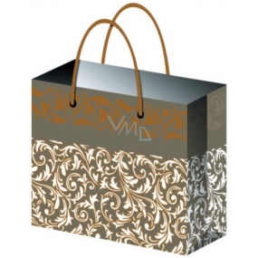 Anděl Gift paper bag 23 x 18 x 10 cm with gold embossing gray