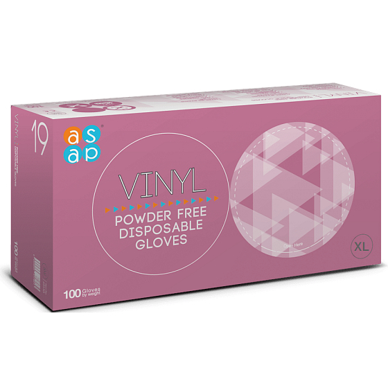 Asap Gloves Vinyl disposable powder-free examination gloves size XL box 100 pieces