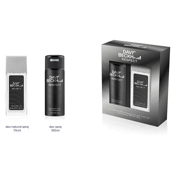 David Beckham Respect perfumed deodorant glass for men 75 ml + deodorant spray 150 ml, cosmetic set