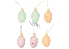 Eggs with bead plastic for hanging 4 cm, 6 pieces in a bag