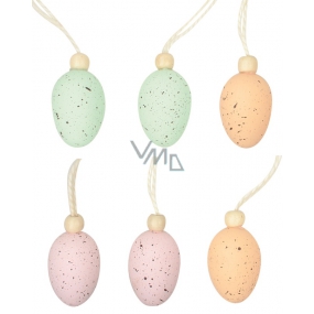 Eggs with bead plastic for hanging 4 cm, 6 pieces in a bag