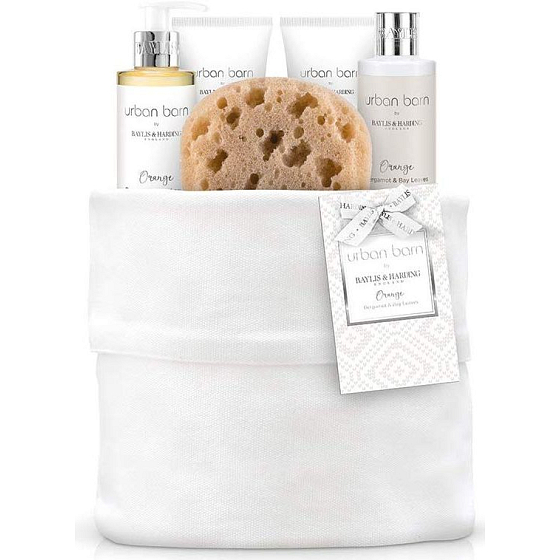 Baylis & Harding Orange, Bergamot and Bay leaves cleansing cleansing gel 250 ml + cleansing cream 250 ml + body cream 100 ml + hand cream 100 ml + natural cleansing sponge, cosmetic set