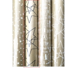 Zöllner Christmas Luxury wrapping paper with Scandi gold embossing - black stars 1.5 mx 70 cm