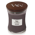 WoodWick Suede & Sandalwood - Suede sandalwood scented candle with wooden wick and lid glass medium 275 g