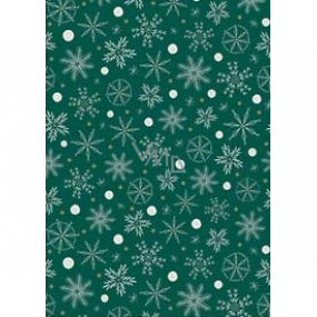 Ditipo Gift wrapping paper 70 x 200 cm Christmas green white-gold snowflakes