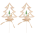 Wooden tree pick natural 8 cm + skewer, 2 pieces