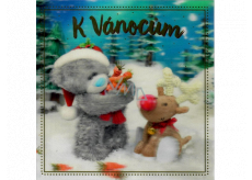 Me to You Envelope Greeting Card 3D Christmas Card, Teddy Bear with Reindeer 15.5 x 15.5 cm