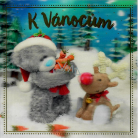 Me to You Envelope Greeting Card 3D Christmas Card, Teddy Bear with Reindeer 15.5 x 15.5 cm
