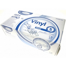 Wimex Hygienic disposable vinyl powder-free white gloves, size S, box of 100 pieces