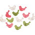 Wooden birds green-pink-white 4 cm 12 pieces