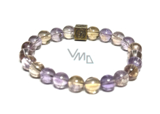 Ametrine with Royal Mantra Om Bracelet elastic natural stone, bead 8 mm / 16-17 cm, energy amplifier