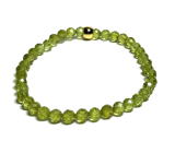 Olivine / Peridot facet bracelet elastic natural stone, ball 5 mm / 16 - 17 cm, stone protecting human aura