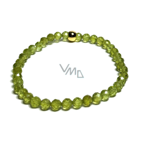 Olivine / Peridot facet bracelet elastic natural stone, ball 5 mm / 16 - 17 cm, stone protecting human aura