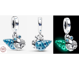 Charm Sterling Silver 925 Luminous - Crab / Hermit Crab Glowing in the Dark, Sea Bracelet Pendant