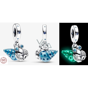 Charm Sterling silver 925 Luminous - Crab / hermit crab glow in the dark, animal bracelet pendant