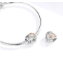 Charm Sterling silver 925 Beloved four-leaf clover for luck, bead heart on love bracelet