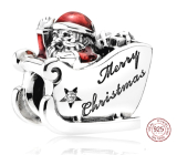 Charm Sterling silver 925 Santa's sleigh, bead for bracelet Christmas