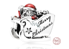 Charm Sterling silver 925 Santa's sleigh, bead for bracelet Christmas