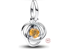 Charm Sterling silver 925 Yellow eternity circle November, pendant on bracelet symbol
