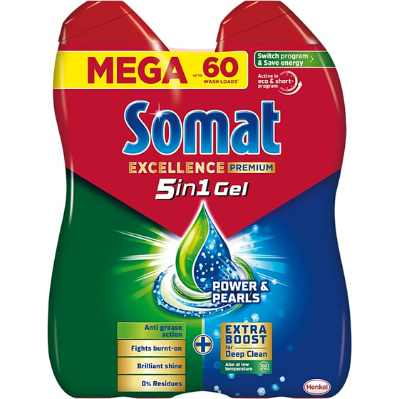 Somat Excellence Premium 5in1 Dishwasher Gel Duo 2 x 540 ml