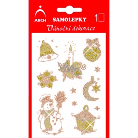 Arch Holographic decorative Christmas stickers with glitter 705-GG gold-gold 8,5 x 12,5 cm