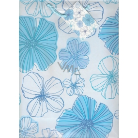 Nekupto Gift paper bag 32.5 x 26 x 13 cm Light blue with flowers 846 40 BL