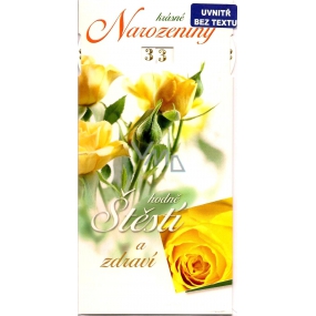 Nekupto Birthday card with yellow roses