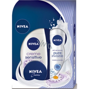 Nivea Pure Invisible antiperspirant deodorant spray 150 ml + Creme Sensitive shower shower gel 250 ml + intensive cream 30 ml, for women cosmetic set
