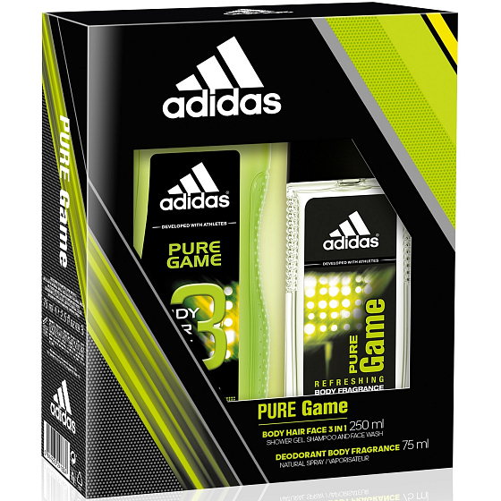Adidas Pure Game perfumed deodorant glass for men 75 ml + shower gel 250 ml, cosmetic set