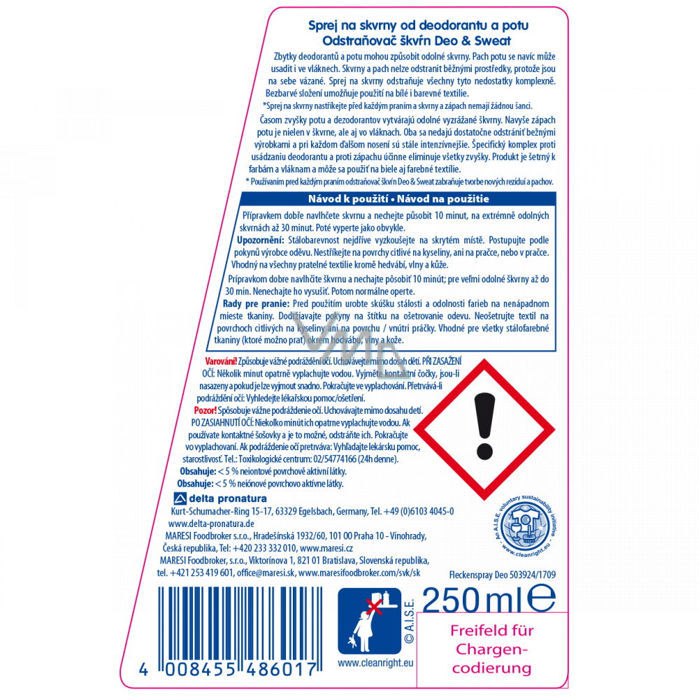 Dr. Beckmann Deo & Sweat stain remover from deodorant and sweat 250 ml