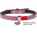 Tatrapet Lurex collar red decorated - heart 1,5 x 37 cm