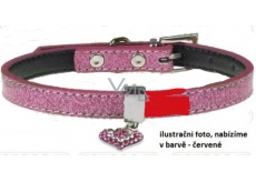 Tatrapet Lurex collar red decorated - heart 1,5 x 37 cm