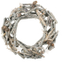 Gray wooden wreath made of twigs with baubles 29 cm