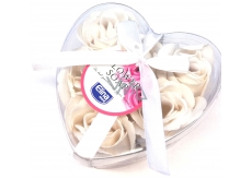 Soap flower- rose- HEART, white 5568