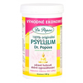 Dr. Popov Psyllium 100% original, supports the proper metabolism of fats and induces a feeling of satiety, soluble fiber 240 g