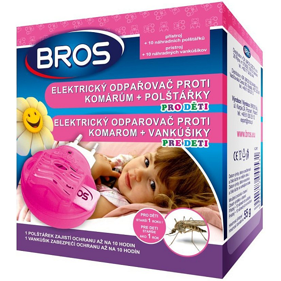 Bros Electric Vaporizer Against Mosquitoes + Replacement Pads for Children 10 Pieces