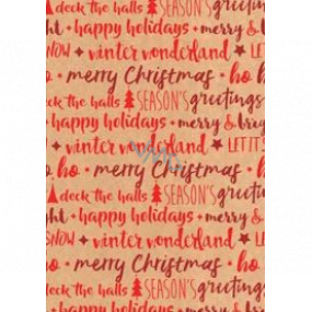 Ditipo Gift wrapping paper 70 x 200 cm Christmas KRAFT red lettering