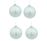 Light blue glass flasks with flake 8 cm, 4 pieces in a package