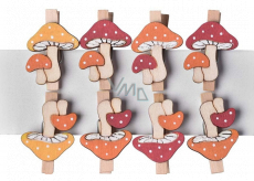 Emocio Wooden toadstools on pegs 30 x 45 mm 8 pieces