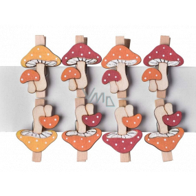 Emocio Wooden toadstools on pegs 30 x 45 mm 8 pieces