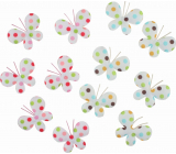 Butterflies made of fabric with glue with coloured dots 4,5 cm 12 pieces