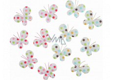 Butterflies made of fabric with glue with coloured dots 4,5 cm 12 pieces