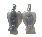 Agate grey Angel guardian pendant natural stone hand cut 2 - 2,2 cm