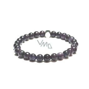 Lepidolite dark purple natural stone elastic bracelet, ball 6 mm / 16-17 cm, athletes' amulet