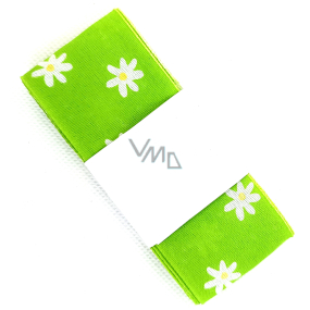 Ditipo Fabric ribbon Flora green white flowers 2 m x 40 mm