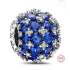 Charm Sterling silver 925 Sparkling round blue charm Pavé, bead on bracelet symbol