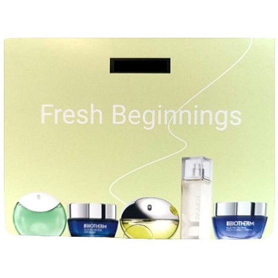 DKNY Original Women Energizing edp 1,5 ml + Biotherm Blue Pro-Retinol Eye Cream 1 ml + DKNY Be Delicious edp 1,5 ml + Biotherm Blue Therapy Pro-Retinol 1 ml + Issey Miyake A Drop d´Issey Essentielle edp 0,8 ml, Fresh Beginnings, gift set