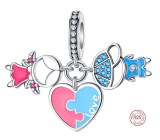 Charm Sterling Silver 925 Boy and Girl Love Couple 3-in-1, Pendant for Love Bracelet