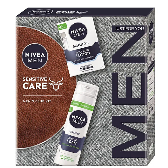 Nivea Men Sensitive Care After Shave 100 ml + Nivea Men Sensitive Shaving Foam 200 ml, cosmetic set for men