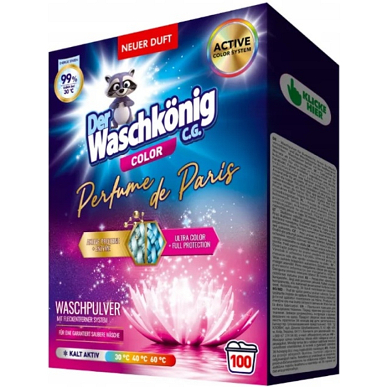Waschkönig Color Perfume de Paris washing powder box 100 doses, 6 kg